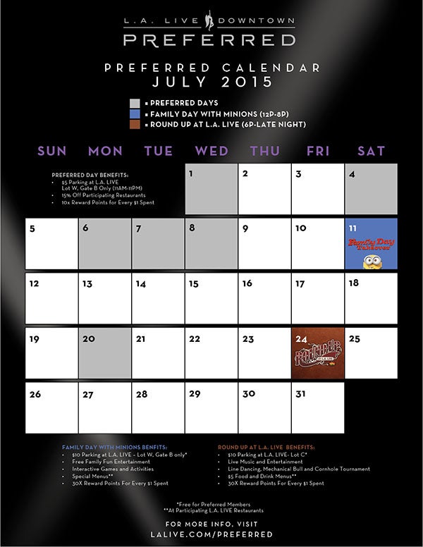 L.A. LIVE Downtown Preferred Calendar L.A. LIVE